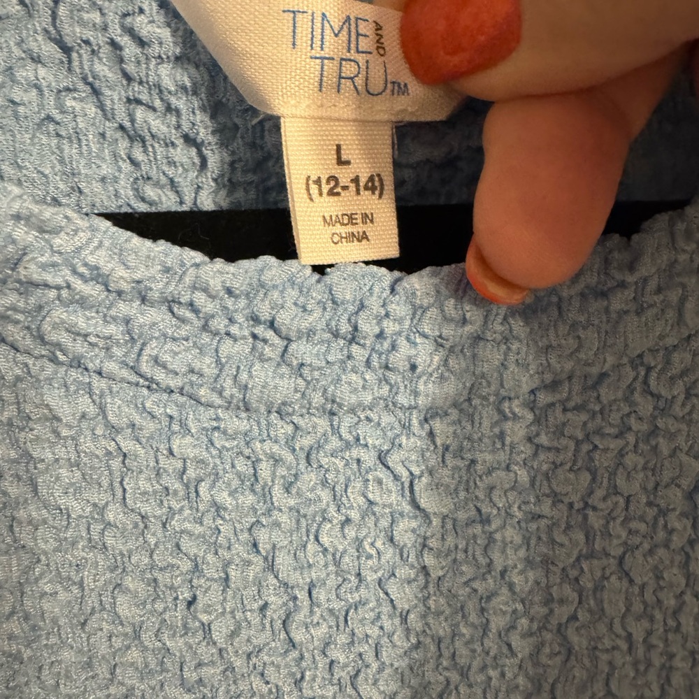 ❤️NWT SUMMER Women's Textured Top - Light Blue - LARGE #R - Picture 3 of 9